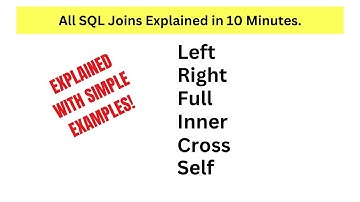 All SQL Joins Explained in 10 Minutes: Inner, Left, Right, Full, Cross, and Self Joins. #sql
