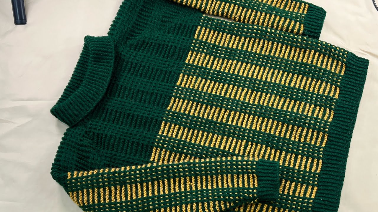 Hand Knitted jumper sweater for ages 9 - 10 year old boys detail knitting tutorial