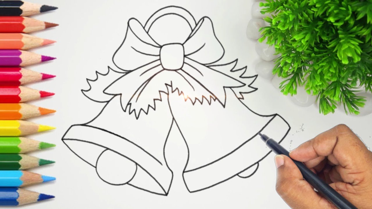 How to draw a Christmas bell with a pencil step-by-step drawing tutorial