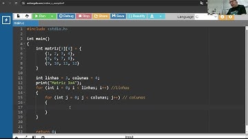 Vídeo 16  - Array bidimensional (matriz) em Linguagem C
