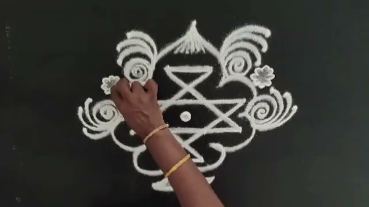 பூஜை அறை கோலம் | pooja room kolam | daily kolam | star kolam | muggulu | Rovi Rangoli