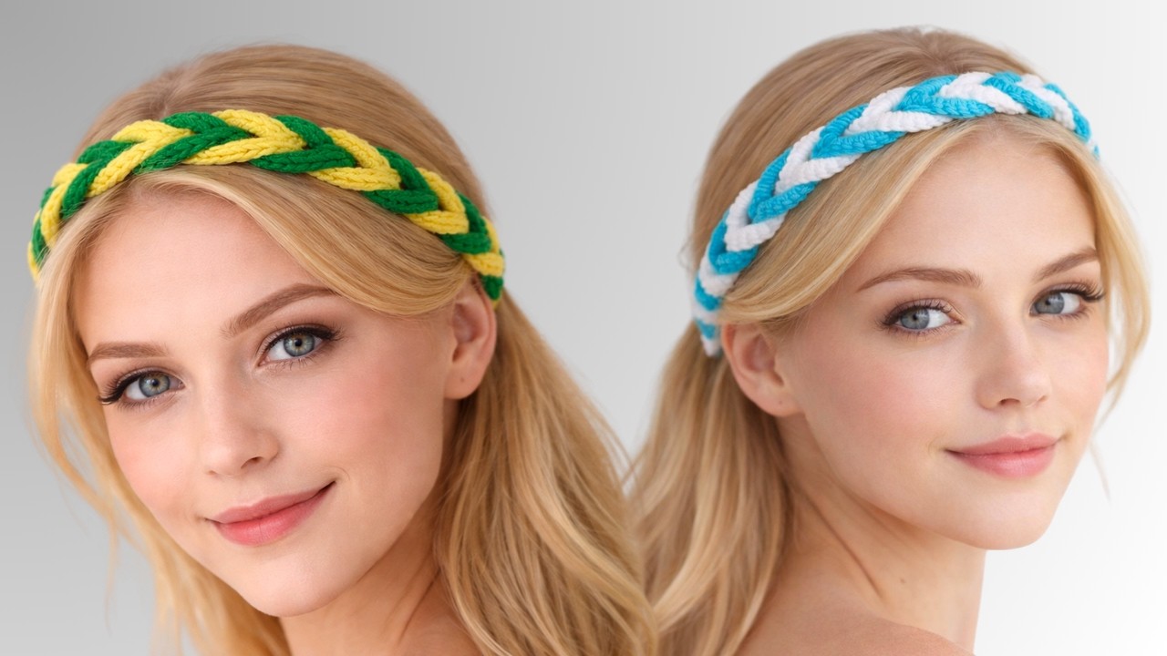 Faixa de Cabelo Trançada de Crochê - Para a copa do mundo e para o dia a dia