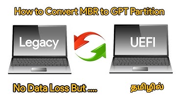 How to Convert MBR to GPT Partition | Legacy to UEFI | in Tamil