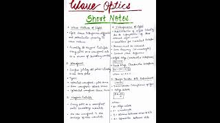 Wave Optics | Short Notes | Class -12 | Physics | CBSE | Boards | 🔥