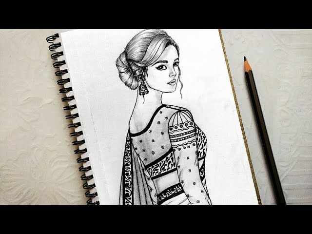 How to Draw a Traditional Girl in Saree || Saree Drawing || Easy Pencil  Sketch for beginners - YouTube