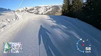 Gstaad 4K POV fast ski run 80 km/h+ (Saanerslochgrat - Saanenwald)