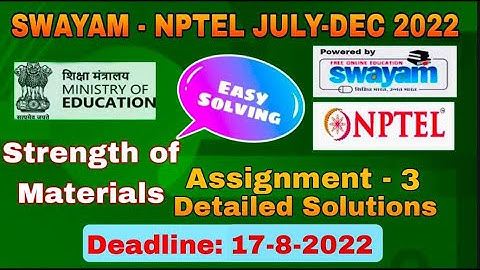 NPTEL Strength of Materials  #Assignment-3 I July-Dec 2022 I Detailed Conceptual Explanation