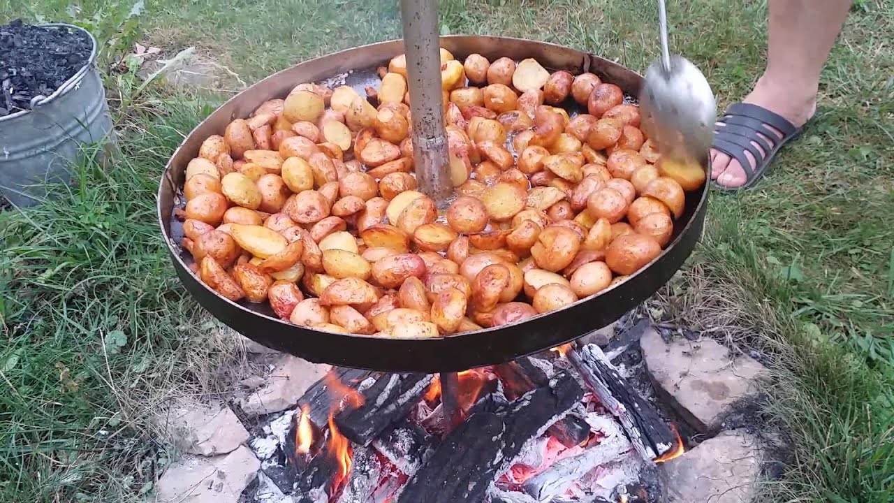 Что можно пожарить на костре. Диск для жарки картошки. Блюда приготовленные на костре. Блюда на сковороде на костре. Диски для жарки картошки на природе.