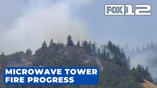 Crews making progress on Microwave Tower Fire