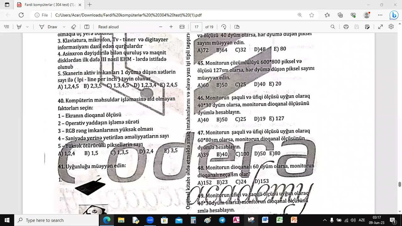 Müxtəlif tip monitor məsələlərinin izahı(İPG-Abituriyentlər üçün test toplusu)