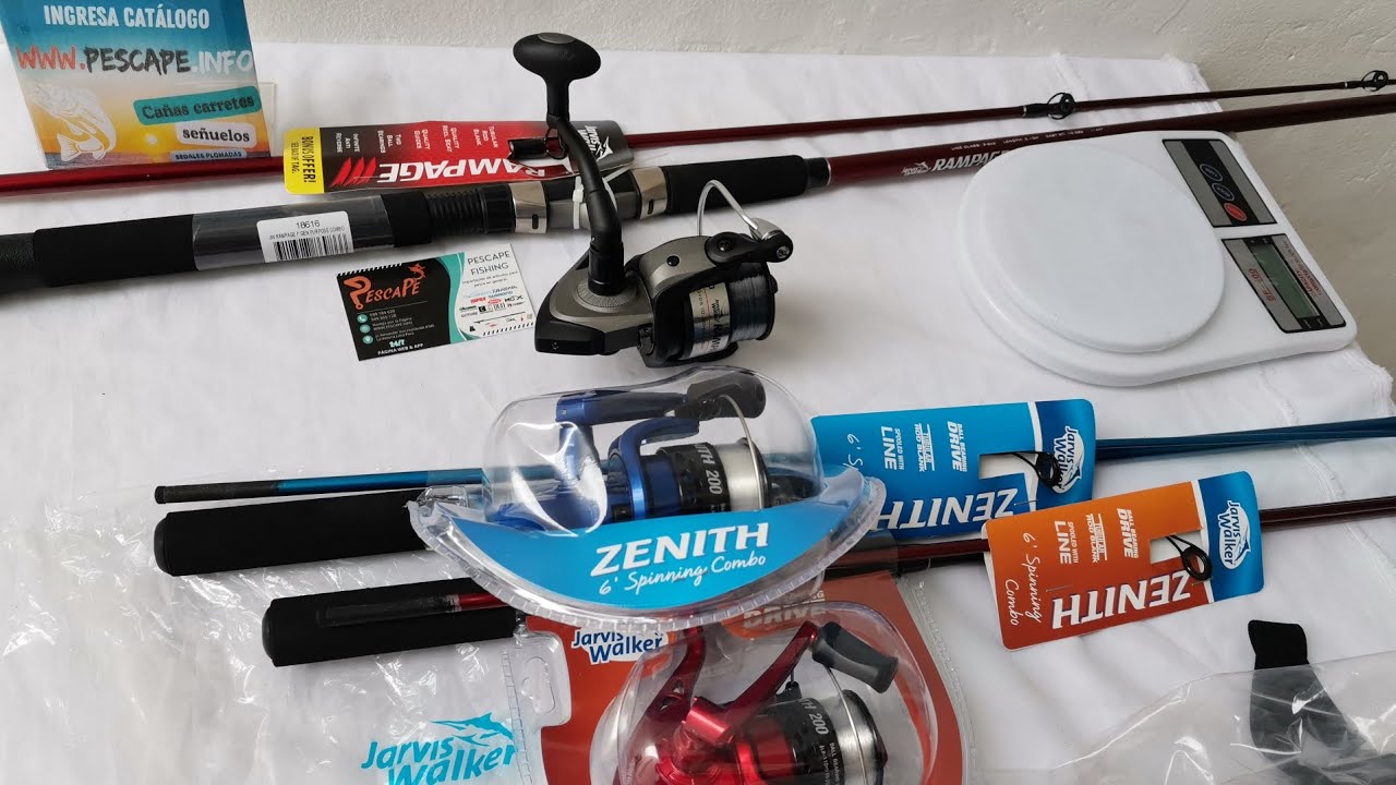 Kit Caña Jarvis Walker Zenith Carrete Fibra de Vidrio Azul