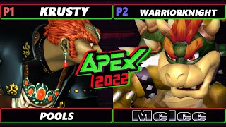 Apex 2022 - Krusty Ganondorf Vs. Warriorknight Bowser - Ssbm Melee Tournament