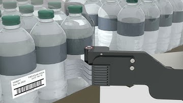 Model 252 CrossMerge™ Label Applicator - Printing and Applying Labels On Cartons of Water Bottles
