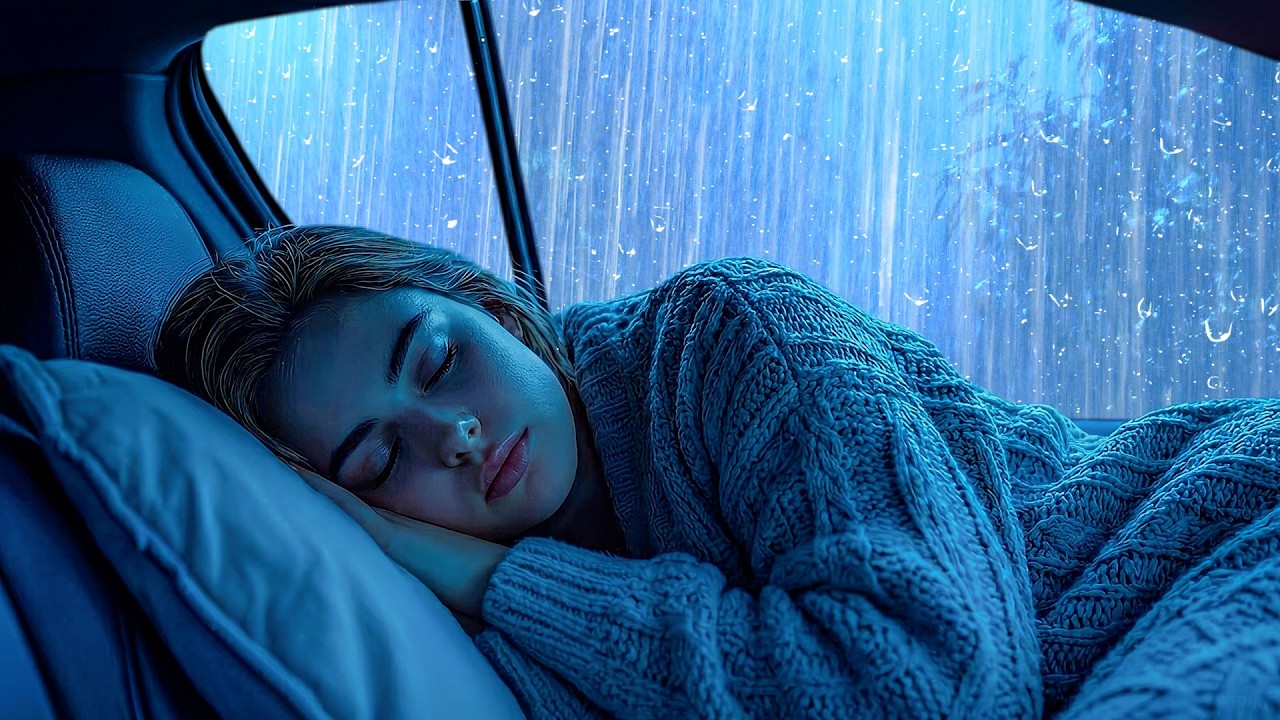 Rain Sounds for Sleeping - Relax Your Mind To Fall Asleep with Heavy Rainstorm & Thunder on Car Roof
