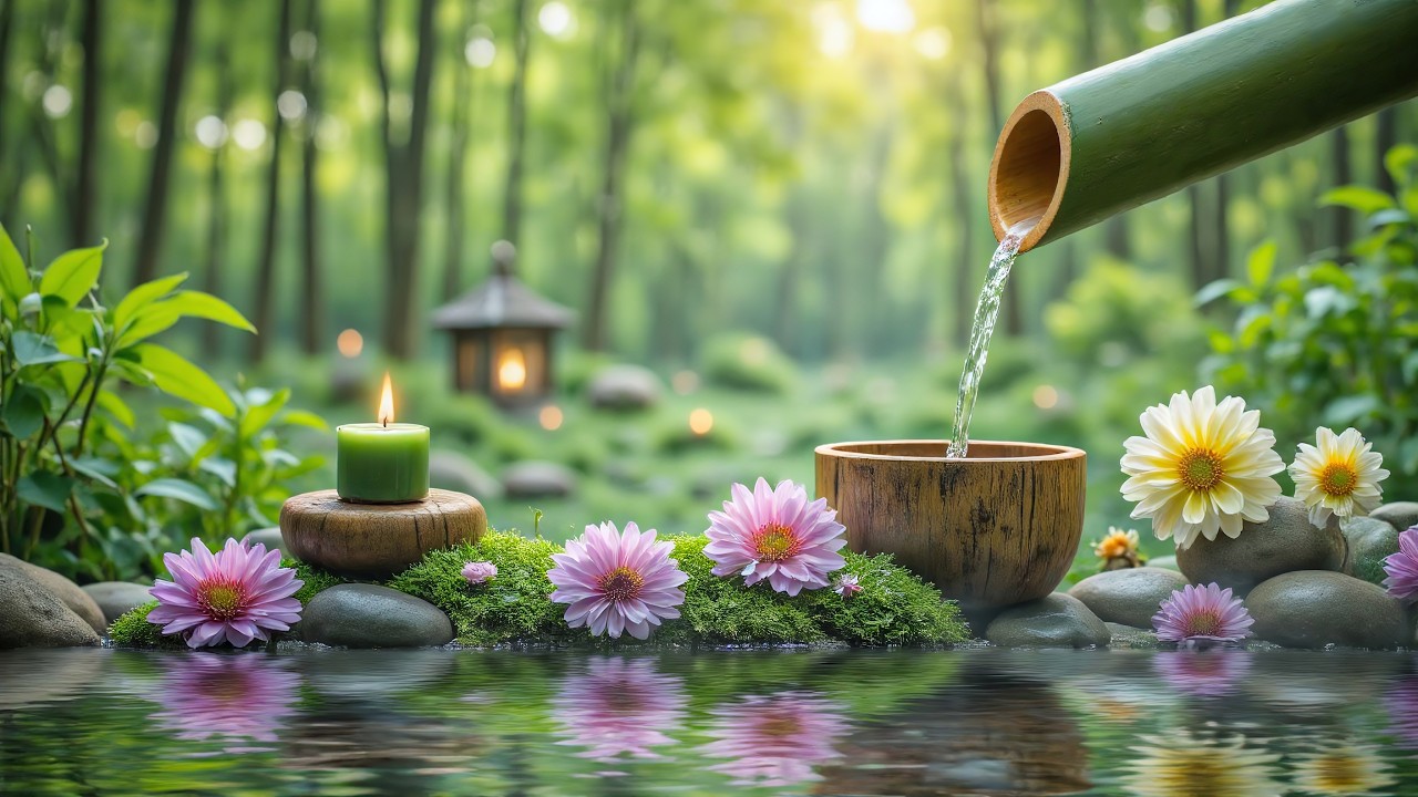 Peaceful Sleep Music 🌿 Bamboo Water Sounds and Piano for Anxiety Relief and Deep Relaxation