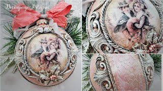 Decoupage 🎄 bauble, medallion with a couple in love 💝🎄 #itdcollection  #  DIY tutorial...