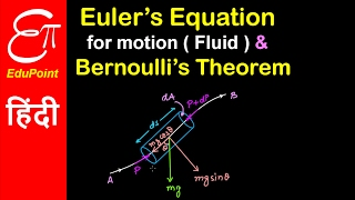 Euler's Equation for Motion and Bernoulli's Theorem | video in HINDI | EduPoint