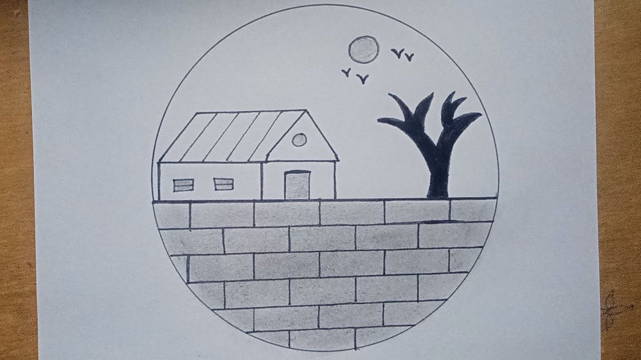 How To Draw Easy Scenery Drawing Beautiful House Drawing Sweet