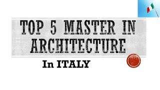 Top 5 Masters of Architecture in Italy| Tuition fee| Scholarships| Application links in description