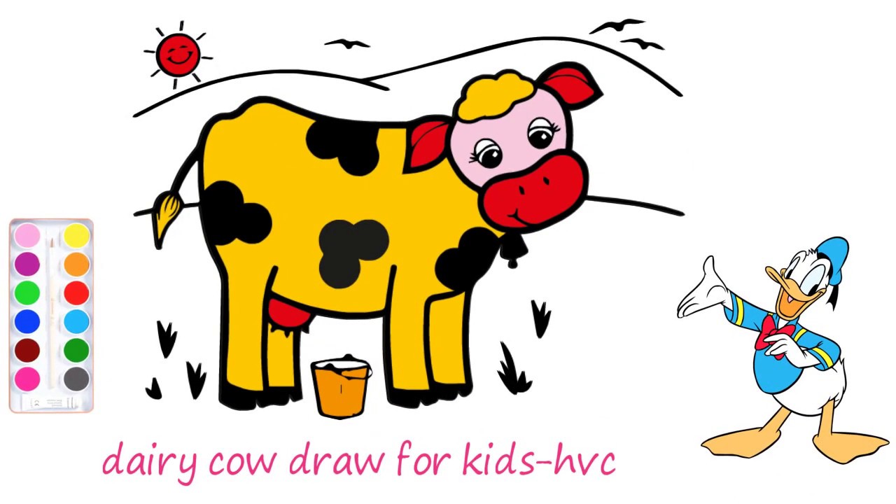 Hướng dẫn cách vẽ CON BÒ Tô màu CON BÒ  How to draw a Cow  YouTube