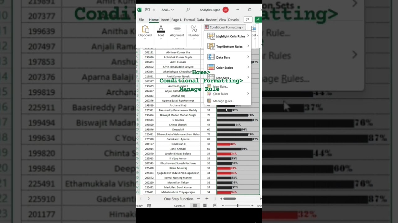 Trick To Create Cell Chart in Excel | Excel Progress Data Bar Using Rept Function 