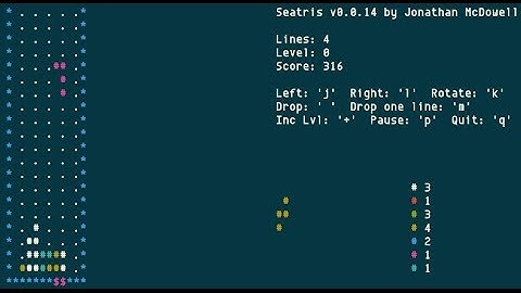 seatris, colorful ncurses-baed Tetris game
