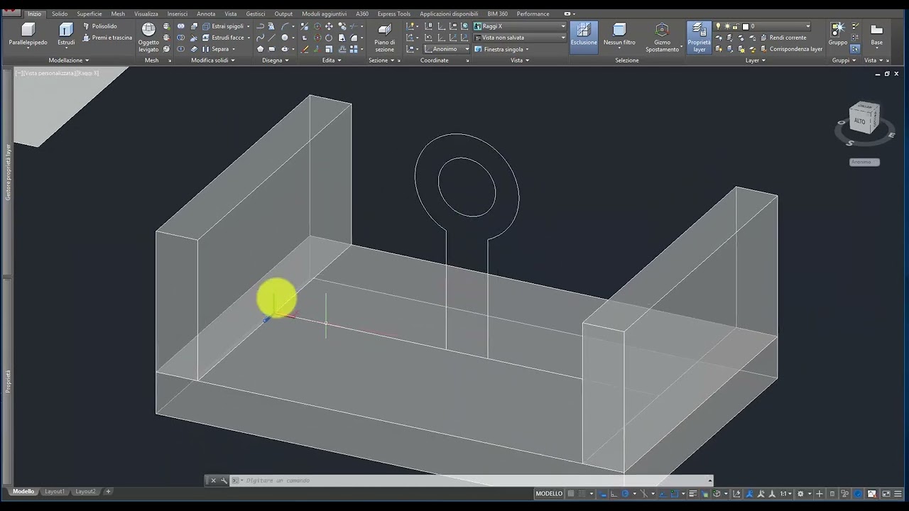 Esempio di Disegno 3D passo passo - Comandi Base per modellare con AutoCAD