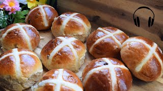 Soft HOT CROSS buns recipe, Easter good Friday special, ASMR