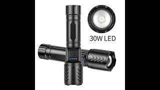 Zoomable Aluminum Alloy LED Flashlight USB Rechargeable Fluorescent Stripes Tactical Torch Digital