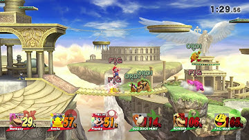 Super Smash Bros Wii U : Amiibo VS CPU [ Donkey Kong Pikachu Mario VS Duo Duckhunt Bowser Pac-man]