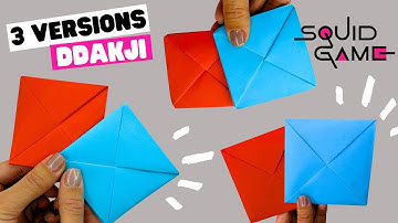 How To Make Squid Game Ddakji, 3 versions viral Korean flip paper game 🟥🟦