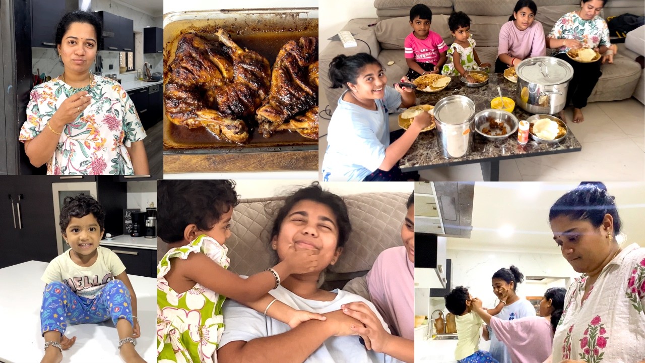 Anjana, Maaran and Mithra Surprise Visit for the Weekend - Chicken Dum Biryani, Grilled Chicken