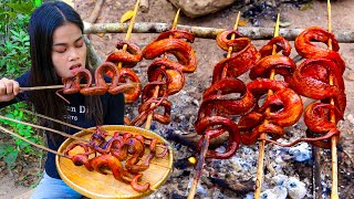 Cooking Water Snake Curry BBQ Eating So Yummy - Grilled Water Snake