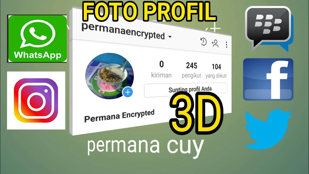 Cara Membuat Foto Profil 3D Untuk Whatsapp Fb IG Twitter YouTube