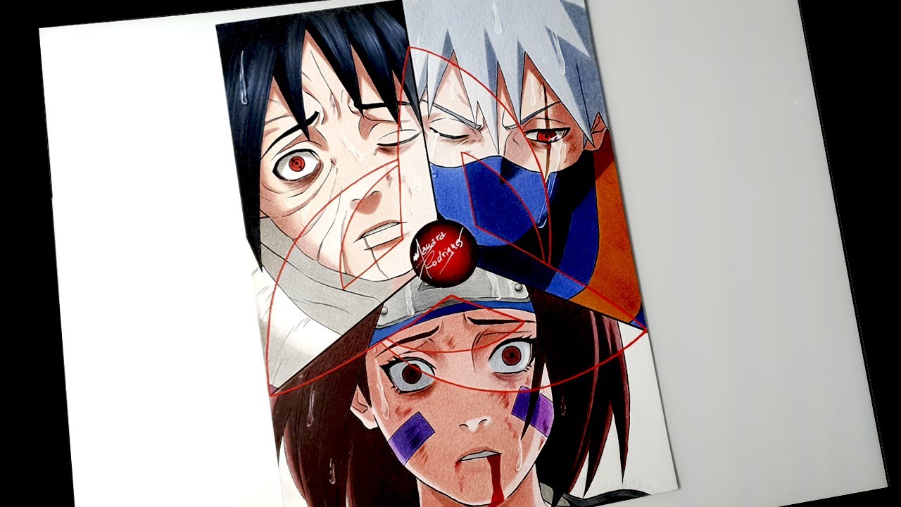 Como Desenhar o kakashi vs obito uchiha 