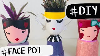 HOW TO MAKE CUTE FACE POTS FOR INDOOR PLANTS / DIY PAINTED POT TUTORIAL