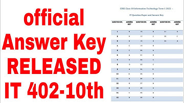 Official Final Answer Key - IT 402 - Class-10th 25th Nov CBSE - Information Technology