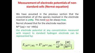 الكيمياء الكهربائية/المحاضرة السادسة/ معادلة نيرنست
