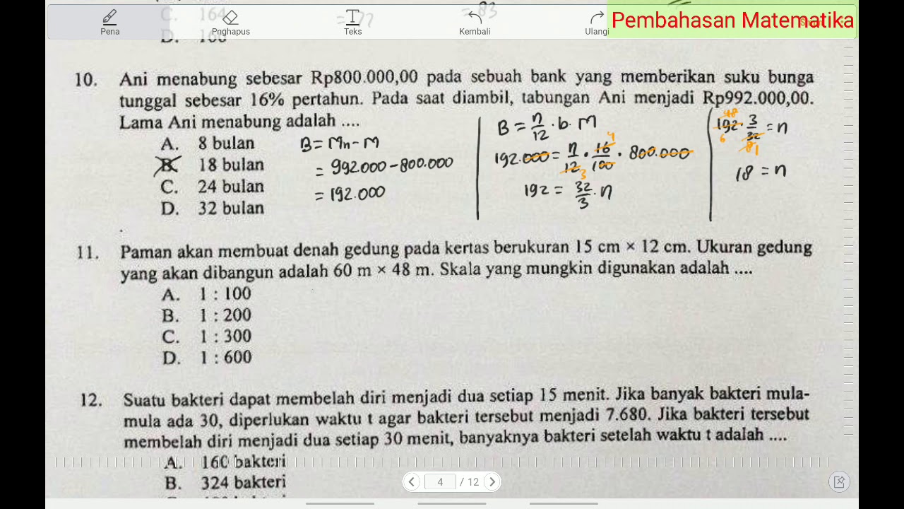 11. Menentukan Skala Yang Mungkin Untuk Menggambar Denah Pada Kertas | Matematika UN SMP 2019 - YouTube - Seorang Siswa Membuat Denah Sebuah Gedung Berikut