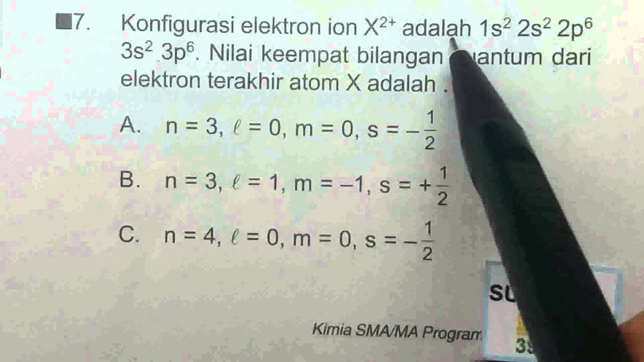 latihan soal UN- bilangan kuantum - kimia SMA - YouTube