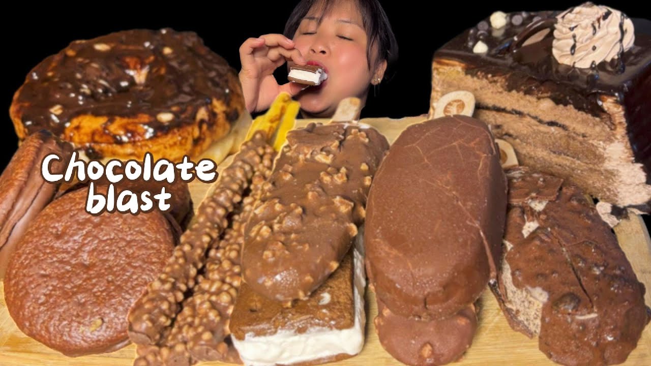 Chocolate Mukbang/ice-cream,cake,doughnut,pepero & cake 
