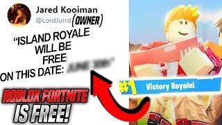 Roblox Fortnite Will Be Free On This Day Island Royale Codes Youtube - roblox free island royale