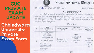 Chhindwara University Private Exam Form 2021 Notification OUT