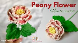 🌸 Crochet Peony Flower Tutorial (Easy Stitches) | Free Pattern and English Instruction