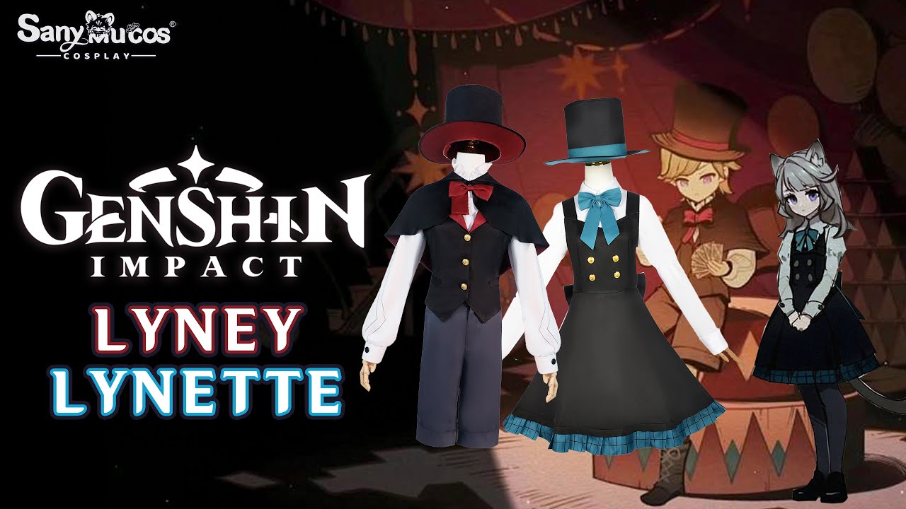 【SanyMuCos】Genshin Impact Kids Lyney & Lynette Cosplay Costume Detail Show