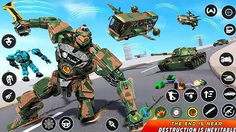 Army Bus Robot Car Game 3d