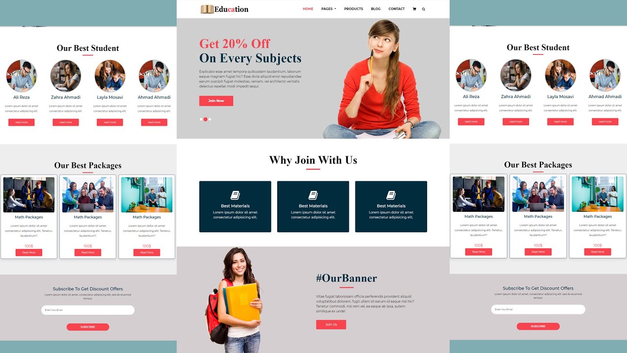 How To Create Education Website Using HTML and CSS | Education Website ...