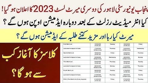 Punjab University 2nd Merit list 2023|PU Classes 2023|Will admissions reopen in Punjab University ?