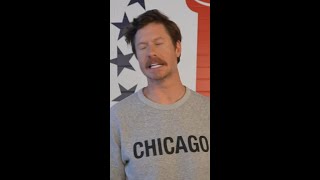 Celebrity Anders Holm gets chirped for wearing a Chicago sweater in Chicago Net Worth