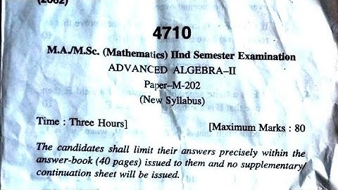 HPU MSC Maths ADVANCED ALGEBRA-II Paper M-202 August 2022 Question Paper #hpupgmsc